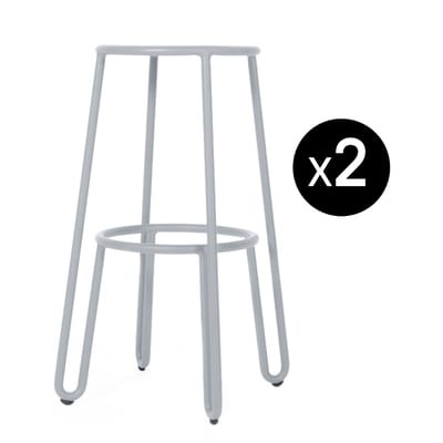 Barhocker Huggy metall grau / H 75 cm - 2er-Set - Maiori grau en metall
