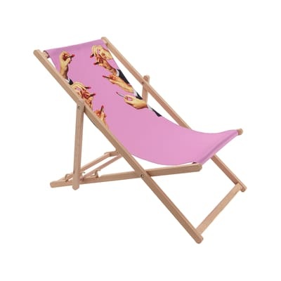 Toiletpaper Liegestuhl / Lipsticks pink - Seletti bunt en textil/holz