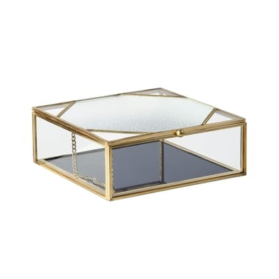 Schachtel / 16 x 16 cm - Glas & Metall - & klevering blau en metall/glas