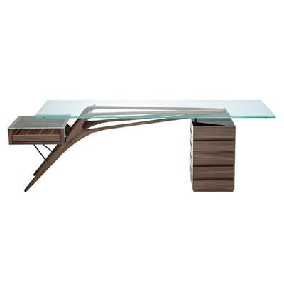 Cavour Schreibtisch / Holz & Glas - 247 x 90 cm - Zanotta holz natur en holz