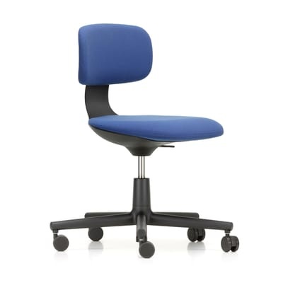 Rookie Sessel mit Rollen / H 39 bis 51 cm - Vitra blau en textil