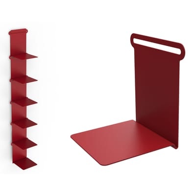 Regal Knick metall rot / Bücherregal - L 15 cm - Matière Grise rot en metall
