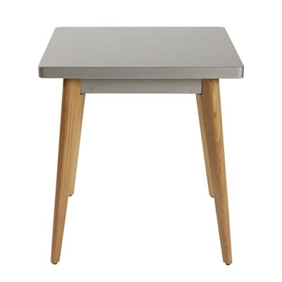 55 quadratischer Tisch / 70 x 70 cm - Metall & Füße aus Holz - Tolix grau/holz natur en metall/holz
