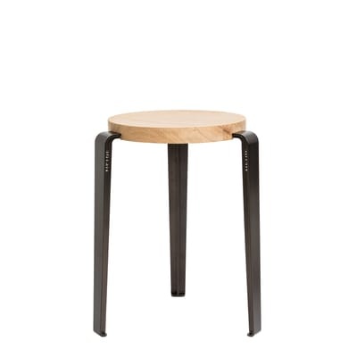Lou Stappelbarer Hocker / H 45 cm - Stahl & Eiche - TIPTOE grau/holz natur/metall en metall/holz