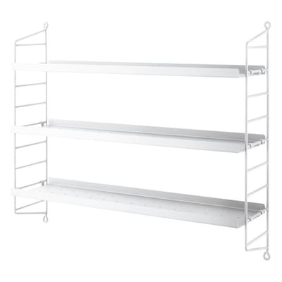 String® Pocket Metal Regal / Lochstahl - L 60 x H 50 cm - String Furniture weiß en metall