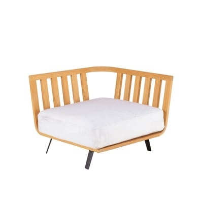 Welcome Sofa modulierbar / Modul Armlehne rechts - L 90 cm / Teakholz - Unopiu weiß/holz natur en textil/holz
