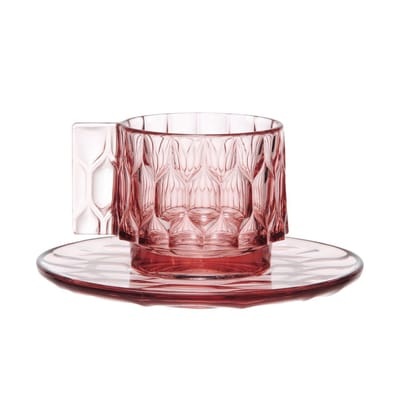 Jellies Family Kaffeetasse / Set aus Tasse und Untertasse - Kartell rosa en plastikmaterial