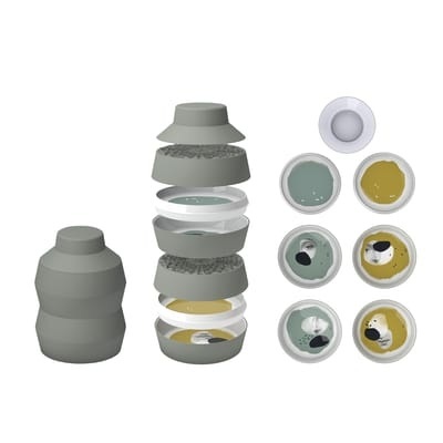 Geschirr-Set Babel Eat plastikmaterial grün / Teller - Set aus 7 stapelbaren Teilen - Ibride grün en plastikmaterial