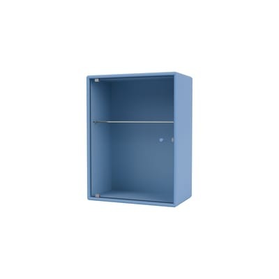 Armoire murale salle de bains Ripple holz blau / B 35,4 x T 20 x H 46,8 cm - Gewelltes Glas - MONTANA en