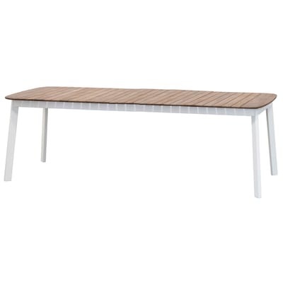 Shine Ausziehtisch / Tischplatte aus Teakholz - L 180 bis 292 cm - Emu weiß/holz natur en metall/holz
