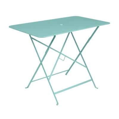 Bistro Klapptisch / 97 x 57 cm - für 4 Personen - mit Sonnenschirmloch - Fermob blau en metall