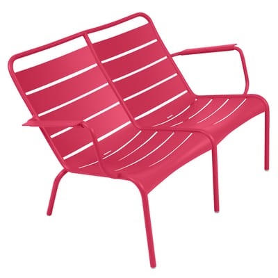 Luxembourg Duo Bank mit Rückenlehne / für 2 Personen - Aluminium - Fermob rosa en metall