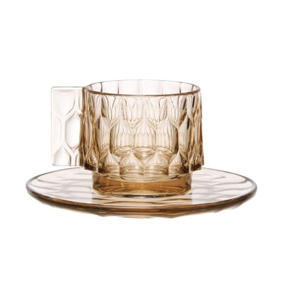 Jellies Family Kaffeetasse / Set aus Tasse und Untertasse - Kartell grün en plastikmaterial