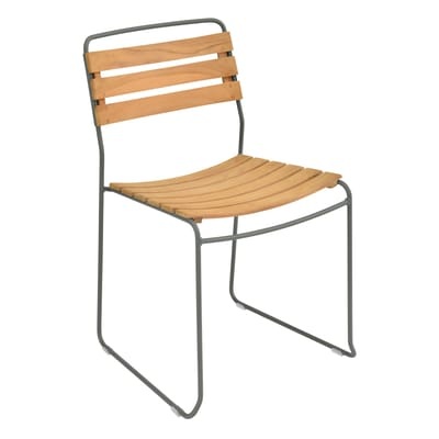 Surprising Stapelbarer Stuhl / Holz & Metall - Fermob grün/grau/holz natur en metall/holz