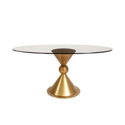 Runder Tisch Caracas metall glas gold transparent / Glas & Messing - Ø 140 cm - Jonathan Adler gold en metall