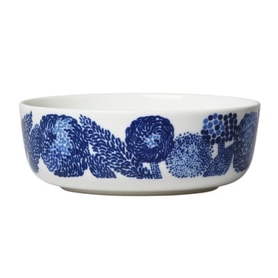 Schale Oiva Mynsteri keramik weiß blau / Ø 13 cm - Marimekko weiß en keramik
