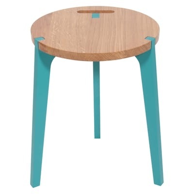 Canne Hocker exklusives Modell - La Corbeille blau/holz natur en holz