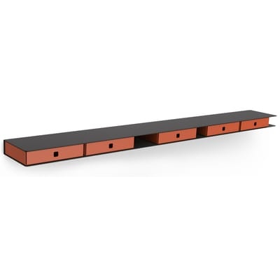 Regal Alizé metall orange grau / mit 4 Schubladen - L 120 cm - Matière Grise orange en metall