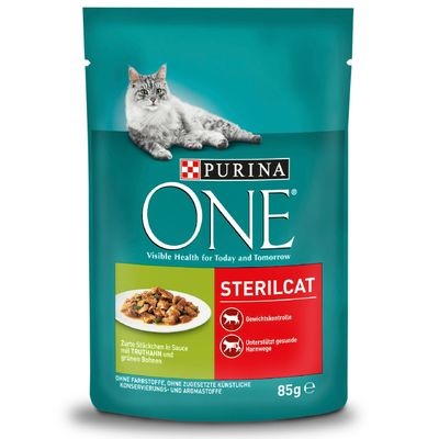 Purina ONE Sterilised 6 x 85 g - mit Lachs & Karotten