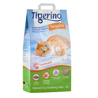 Sparpaket: 2 x 14 l Tigerino Nuggies Katzenstreu - Frischeduft