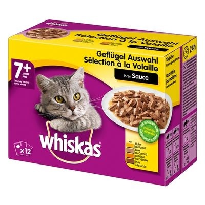 Megapack Whiskas 7+ Senior Frischebeutel 48 x 100 g - Geflügelauswahl in Gelee