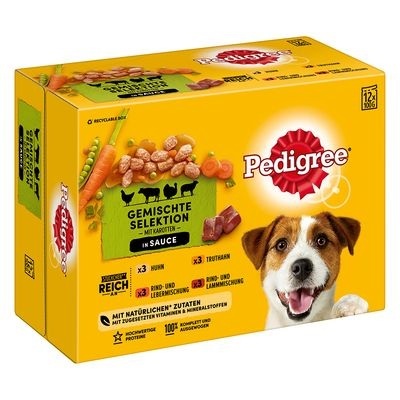 Pedigree Frischebeutel Multipack Nassfutter für Hunde - 48 x 100 g in Sosse