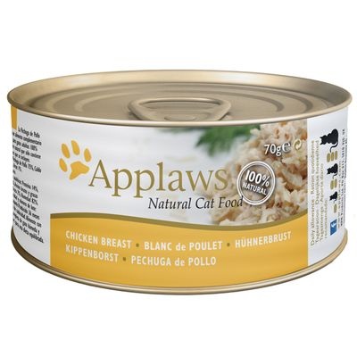 24 x 70 g Applaws Nassfutter in Brühe & Gelee + 30 g Cat Tuna Loin gratis! - Hühnchenbrust in Brühe