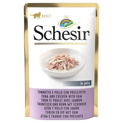 Schesir Katze Jelly Pouch 6 x 85 g - Thunfisch mit Wolfsbarsch