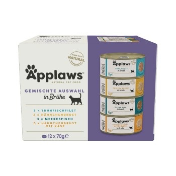 24 x 70 g Applaws Nassfutter in Brühe & Gelee + 30 g Cat Tuna Loin gratis! - Supreme Auswahl (4 Sorten)