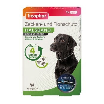 beaphar Reflektierendes Zecken- & Flohschutz-Halsband für Hunde - Sparpaket: 2 x ca. 65 cm Halsumfang