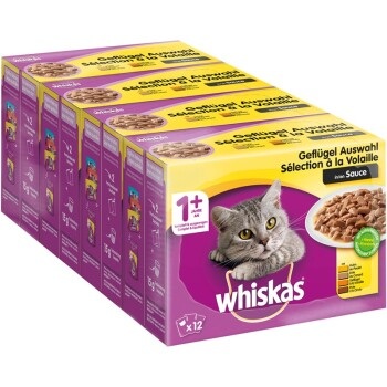 Sparpaket 96 x 85 / 100 g Whiskas Adult 1+ Frischebeutel - Geflügelauswahl in Sauce (96 x 100 g)