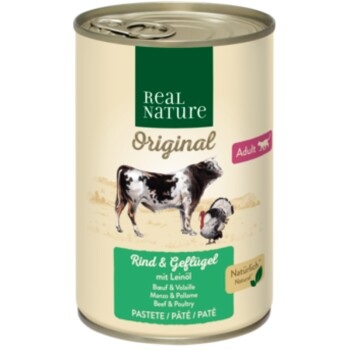 REAL NATURE Adult Rind & Geflügel mit Leinöl 12x400 g