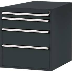 Manuflex ZB4763.7016 Gehäuse-Unterbau Stationär, Nutzhöhe 500 mm mit 4 Schubfächer. Für Tischtiefe 1000 mm