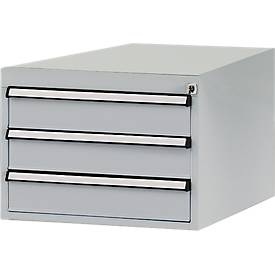 Manuflex ZB4613.9006 Gehäuse-Unterbau Stationär, Nutzhöhe 300 mm mit 3 Schubfächer. Für Tischtiefe 1000 mm