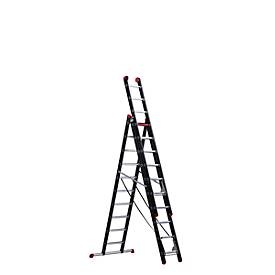 Altrex Mehrzweckleiter, Alu beschichtet 3-teilig, schwarz 3 x 10 Sprossen