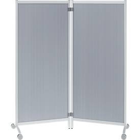 Mobile Trennwand, aluminiumfarben