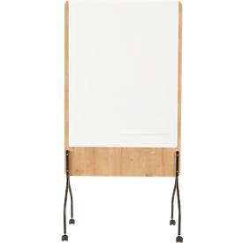 Mobiles Whiteboard Rocada Natural, drehbar, magnethaftend, Stahl auf Melaminholzplatte, B 1000 x H 1200 mm