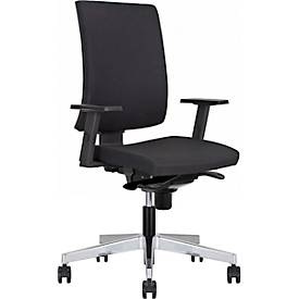 NowyStyl Bürostuhl Navigo, mit Armlehnen, Synchronmechanik, Muldensitz, schwarz/alusilber
