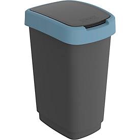 Abfalleimer Rotho TWIST, 25 l, 2 Öffnungsmöglichkeiten, Kunststoff, blau