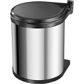 Mülleimer 15 l Hailo Compact-Box M (Ø x H) 285 mm x 355 mm Silber, Schwarz 1 St.