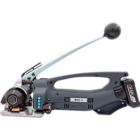 Akku Umreifungsgerät BHC-3, für PE-& PET-Bänder mit B 9-19 mm & Stärke 0,5-1,0 mm, Zugkraft 2300 N, integrierte Schneideeinheit, LED-Anzeige, schwarz