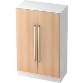 Aktenschrank TARVIS, mit Griff ohne Schloss, 3 Ordnerhöhen, B 800 x T 420 x H 1270 mm, weiss/Eiche-Dekor