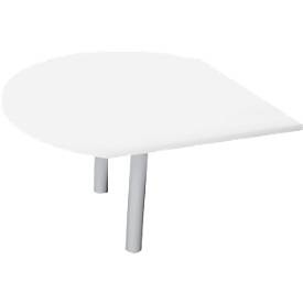 Anbautisch PHENOR, Bogen, inkl. 2 Stützfüße, für C-Fußgestell, B 1100 x T 1100 mm, weiß