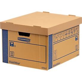 Archivbox SmoothMove? Prime FastFold®, Volumen 47,5 l, vorgedruckte Beschriftungsfelder, abnehmbarer Deckel, Tragegriffe, stapelbar, FSC®-Karton, 100 % recycelbar, 5 Stück