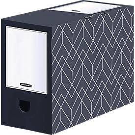 Archivschachtel BANKERS BOX® Décor, FSC®-zertifizierter Karton, L 345 x B 150 x H 253 mm, für DIN A4 Formate, mitternachtsblau, 5 Stück