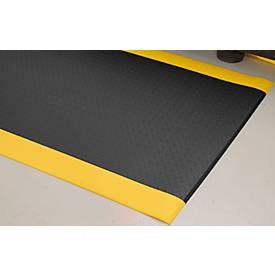 Anti-Ermüdungsmatte PVC mit Hammerschlagoptik, 900 mm x lfd. m schwarz/gelb