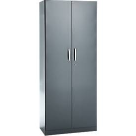 Büroschrank, 5 OH, abschliessbar, mit aufliegenden Türen, B 800 mm, Basaltgrau