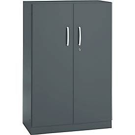 Büroschrank, 3OH, abschliessbar, mit aufliegenden Türen, B 800 mm, Basaltgrau