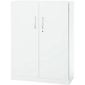 Büroschrank, 3OH, abschliessbar, mit aufliegenden Türen, B 950 mm, Verkehrsweiss