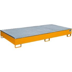 Bauer Regalwanne RW-GR 2700-2 PE, mit PE-Einsatz, mit Gitterrost, L 2665 x B 1315 x H 305 mm, gelborange RAL 2000